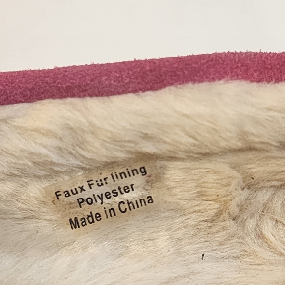 VINEYARD VINES Pink Sued Leather Faux Fur Linning Slippers size 6M - Picture 3 of 11